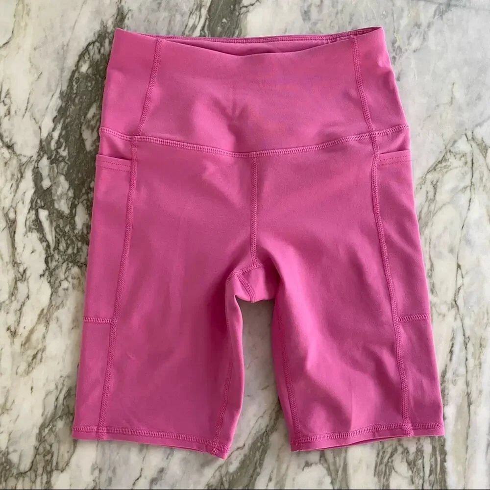 SKECHERS Women's Athletic Rose Pink High Waisted Pocket Bike Shorts Size XS